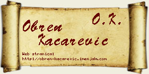 Obren Kačarević vizit kartica